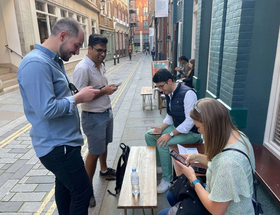 Team having fun solving the mystery at the end - outdoor activity in London and York
